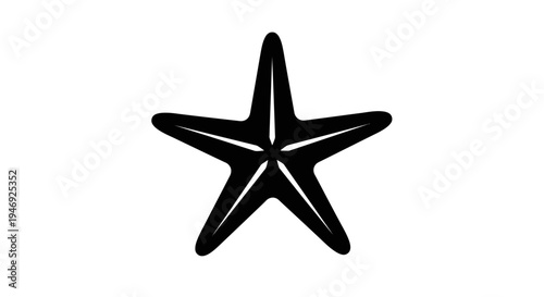 Black starfish icon on a white background, a simple graphic design element for marine themes.