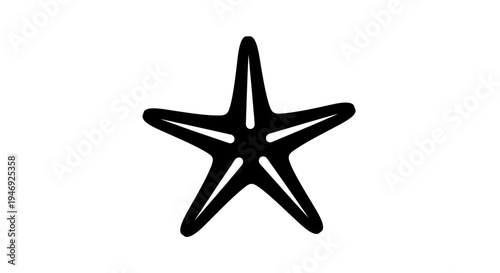Black outline drawing of a five-pointed starfish, simple and stylized on a white background.