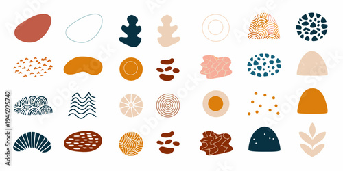 Abstract organic shapes and patterns in muted earthy tones