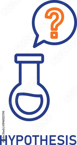 Science hypothesis concept with beaker and question mark on transparent background