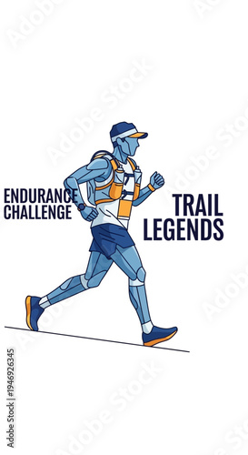 Energetic Runner Embarking On An Endurance Challenge, Pushing Limits On The Trail, Achieving