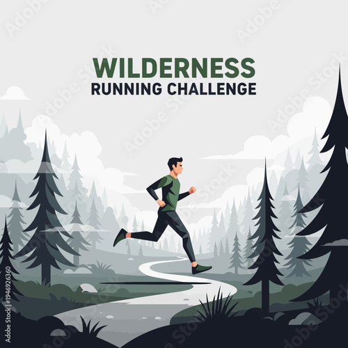 Energetic Runner Embarking On Wilderness Trail Challenge Amongst Forest Landscape