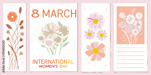 Floral banners celebrating international women s day on march 8th
