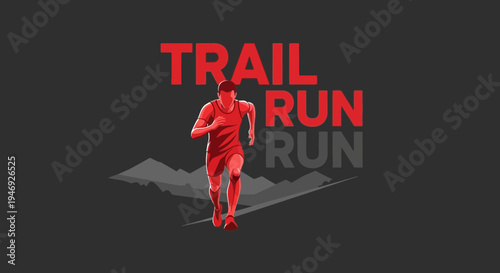 Energetic Runner In Action On The Trail Depicted In Modern Minimalist Illustration