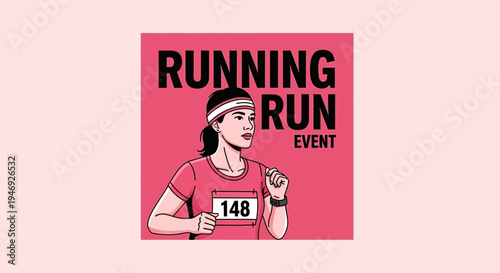 Energetic Runner In Vibrant Illustration: Race Day Determination And Event Announcement