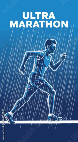Energetic Runner Pushing Limits In Harsh Weather Conditions Depicting Endurance And Fortitude
