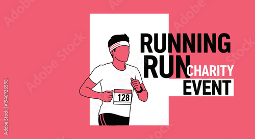 Energetic Runner Participating In Charity Event Featuring Motivational Design With Bold Typography