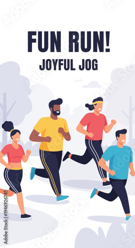 Energetic Runners Embark On A Fun Run Adventure, Promoting Fitness And Joyful Movement