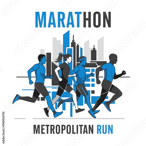 Energetic Runners Embark On A Metropolitan Marathon, Highlighting Endurance And Speed Against