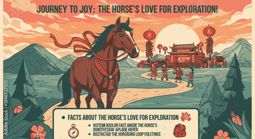 Illustration of Horse in Fantasy Landscape.