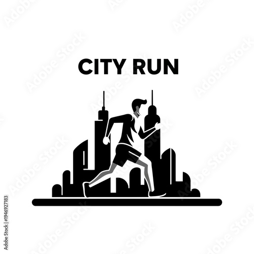 Energetic Silhouette Of Runner Navigating Urban Landscape For Marathon Event