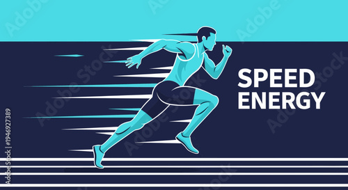 Energetic Sprinter Showing Speed and Stamina, Illustrating Movement and Athleticism