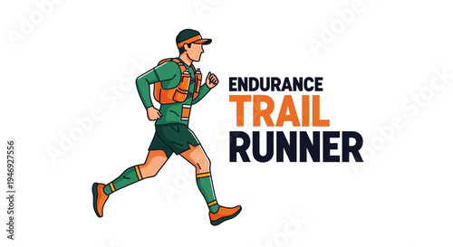 Energetic Trail Runner Depicted in Action with Endurance and Determination in this Illustration