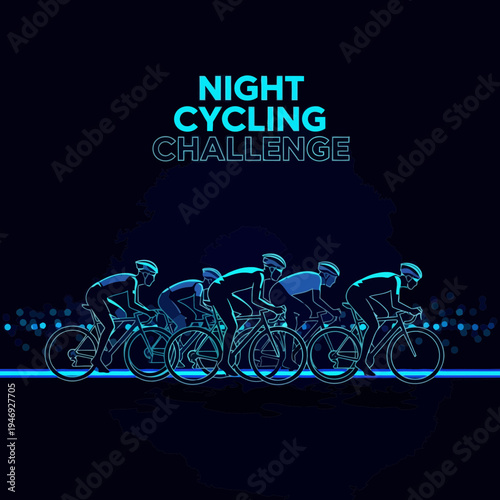Enthralling Illuminated Cycling Event Depicting Silhouette Cyclists Pushing Limits Under The Night