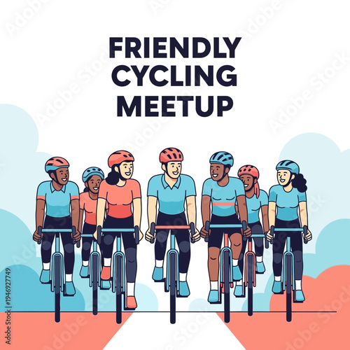 Enthusiastic Cyclists Gather for a Community Cycling Event with Cheerful Ambiance and Camaraderie