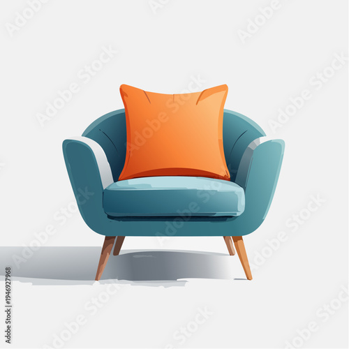 Comfortable Teal Accent Chair with Orange Cushion for Modern Living Spaces