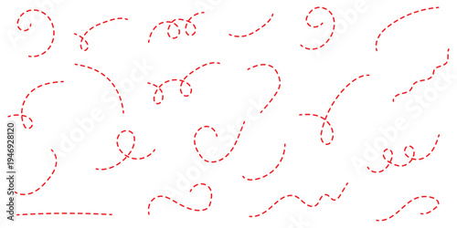  Collection of dashed curved hand drawn arrows.vector illustration.
