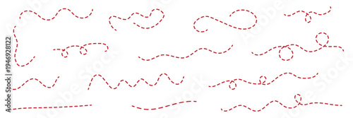  Collection of dashed curved hand drawn arrows.vector illustration.