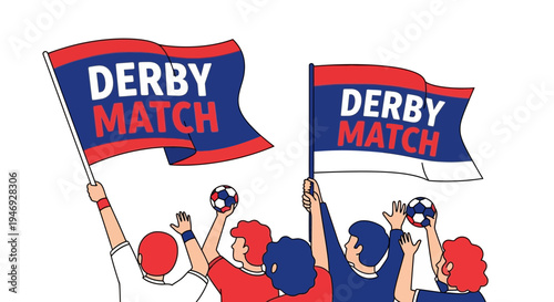 Enthusiastic Supporters Cheerfully Waving Flags To Celebrate Derby Match Victory