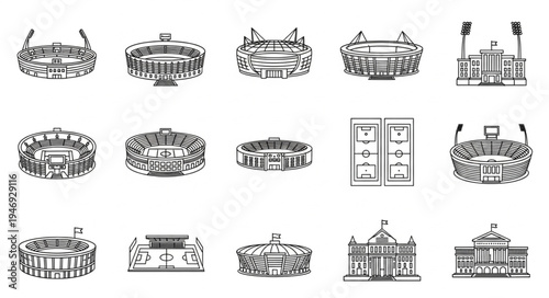 Collection of Stadium Illustrations - A Variety of Architectural Designs.