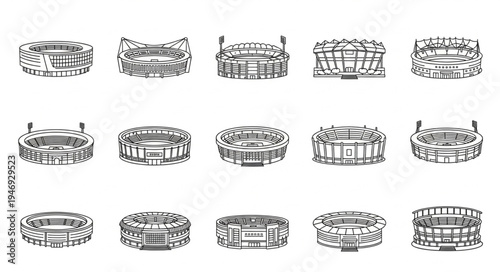 Collection of Abstract Geometric Shapes in Black and White.