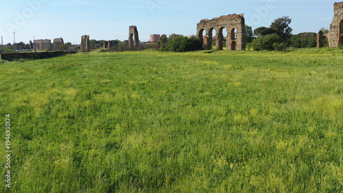 the historic Aqueduct Park in Rome. Italy