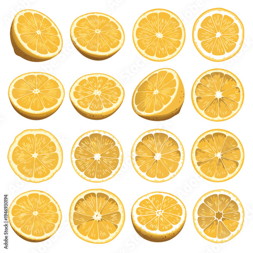 Photorealistic Lemon And Citrus Variety Set Vector Illustration