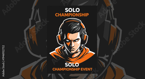 Epic Solo Gaming Championship Logo For Tournament With Professional E-sports Gamer