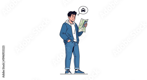 Man holding a newspaper stand.