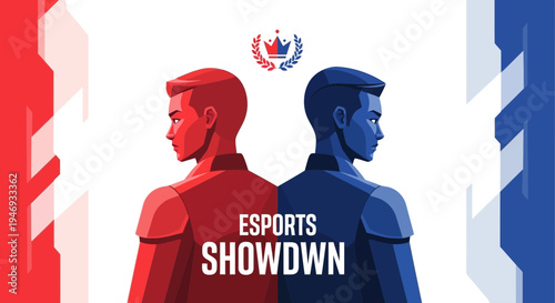 Esports Duel Visual Depicting Rivalry And Competition With Crown Symbol