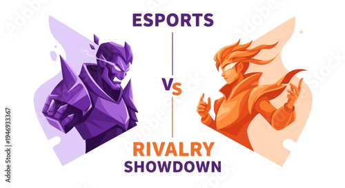 Esports Duel Depicted In Dynamic Artwork Showcasing Intense Rivalry and Skill Competition