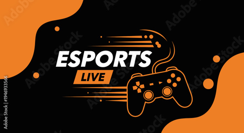 Esports Live Streaming Title Design with Orange and Black Colors and a Controller