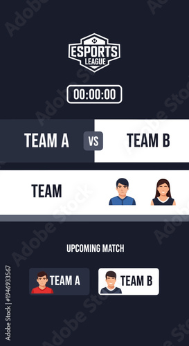 Esports League Match Interface Depicting Team Showdown And Upcoming Tournament Schedules