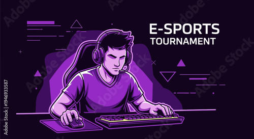 Esports Gamer Participating In Online Tournament Playing With Keyboard And Mouse.
