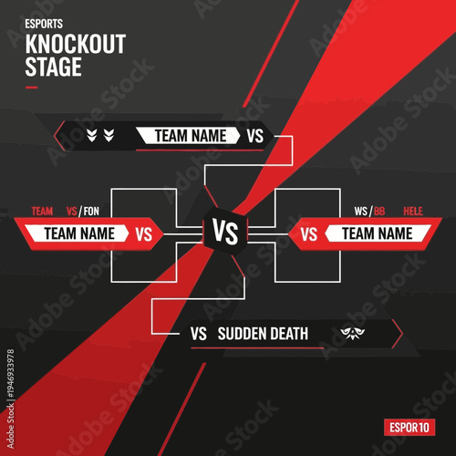 Esports Tournament Bracket Design Showcasing Knockout Stage for Competitive Gaming