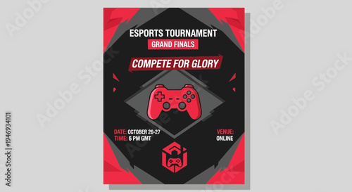 Esports Tournament Grand Finals Advertisement, Compete For Glory, Gaming Contest Poster Design