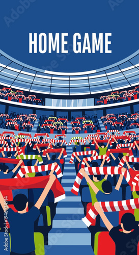 Excited Supporters Gather in Stadium Celebrating a Home Game Victory with Scarves Displayed