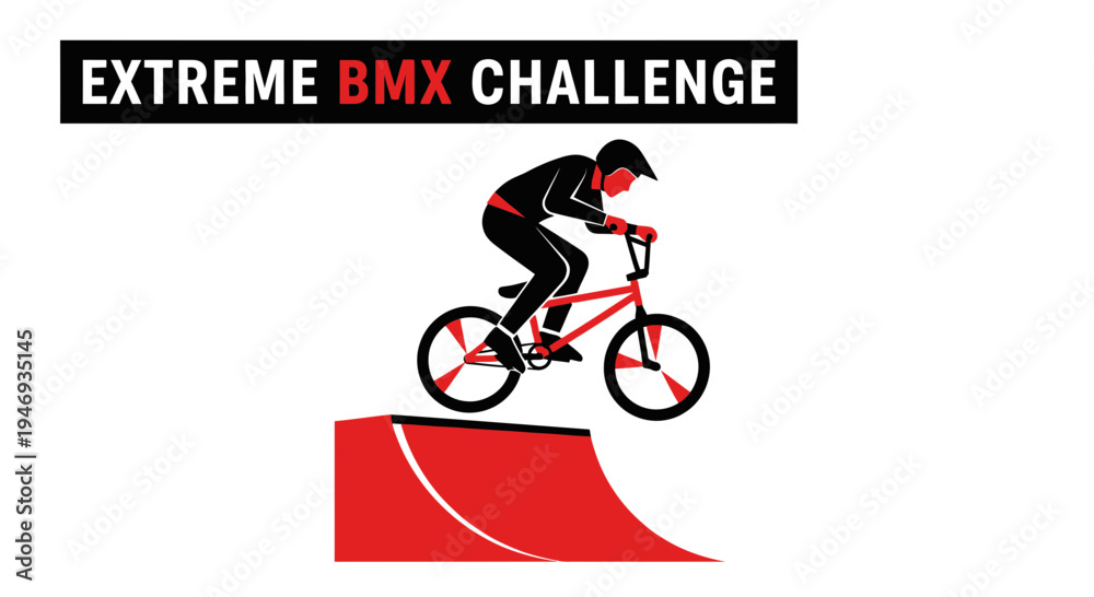 Fototapeta premium Extreme BMX Challenge: A Dynamic Illustration of Bicycle Stunt Action and Competitive Spirit