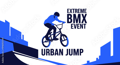 Extreme BMX Event Featuring A Cyclist Performing An Urban Jump In Modern City Design
