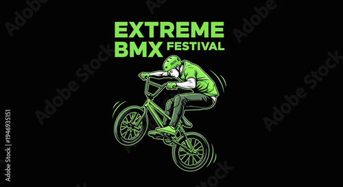 Extreme BMX Festival Illustration Depicting a Rider Performing a Stunt in a Dynamic and Artistic
