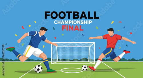 Football Final Championship Event Featuring Players Kicking The Ball On The Field