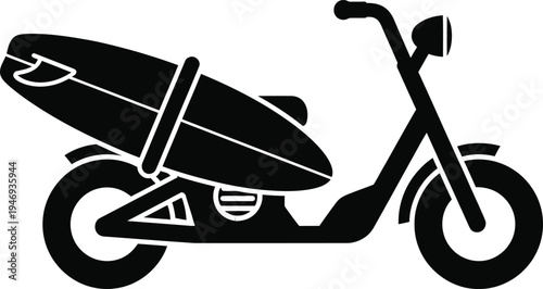 Surfboard on a motorcycle