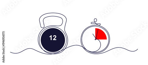 Speed time one line symbol. Speed ??muscle training in the gym. Sport sign. Stopwatch fast icon. Time management concept, urgent work. Editable vector stroke
