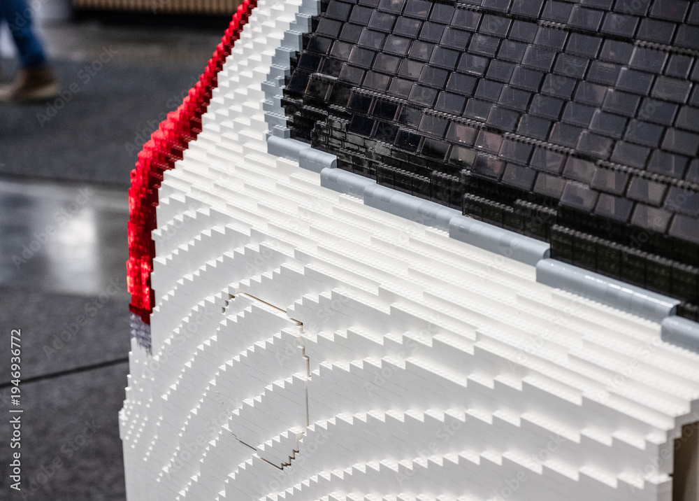 Obraz premium Gothenburg, Sweden - december 02 2023: Detailed Lego brick construction on Volvo model surface.