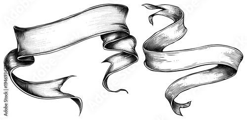 PNG Vintage black ribbon banners illustration, transparent background