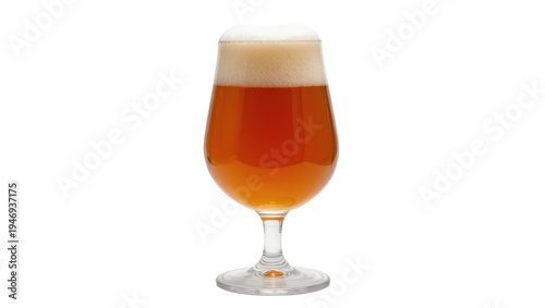 Photography Isolated glass of refreshing craft beer with frothy foam head, ready for a delic