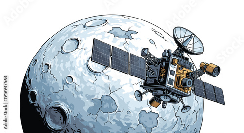 Satellite orbiting the moons surface.
