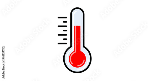 Thermometer icon with red liquid showing high temperature
