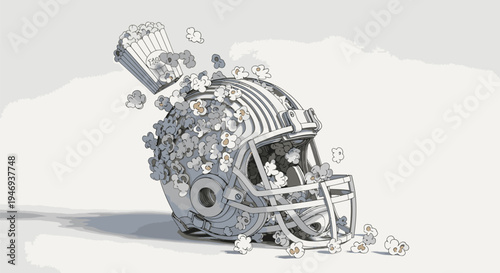 American Football Helmet Shattering into Pieces.