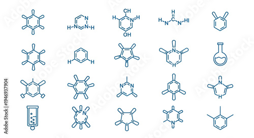 Bild auf Leinwand Chemical formulas and lab equipment illustrations